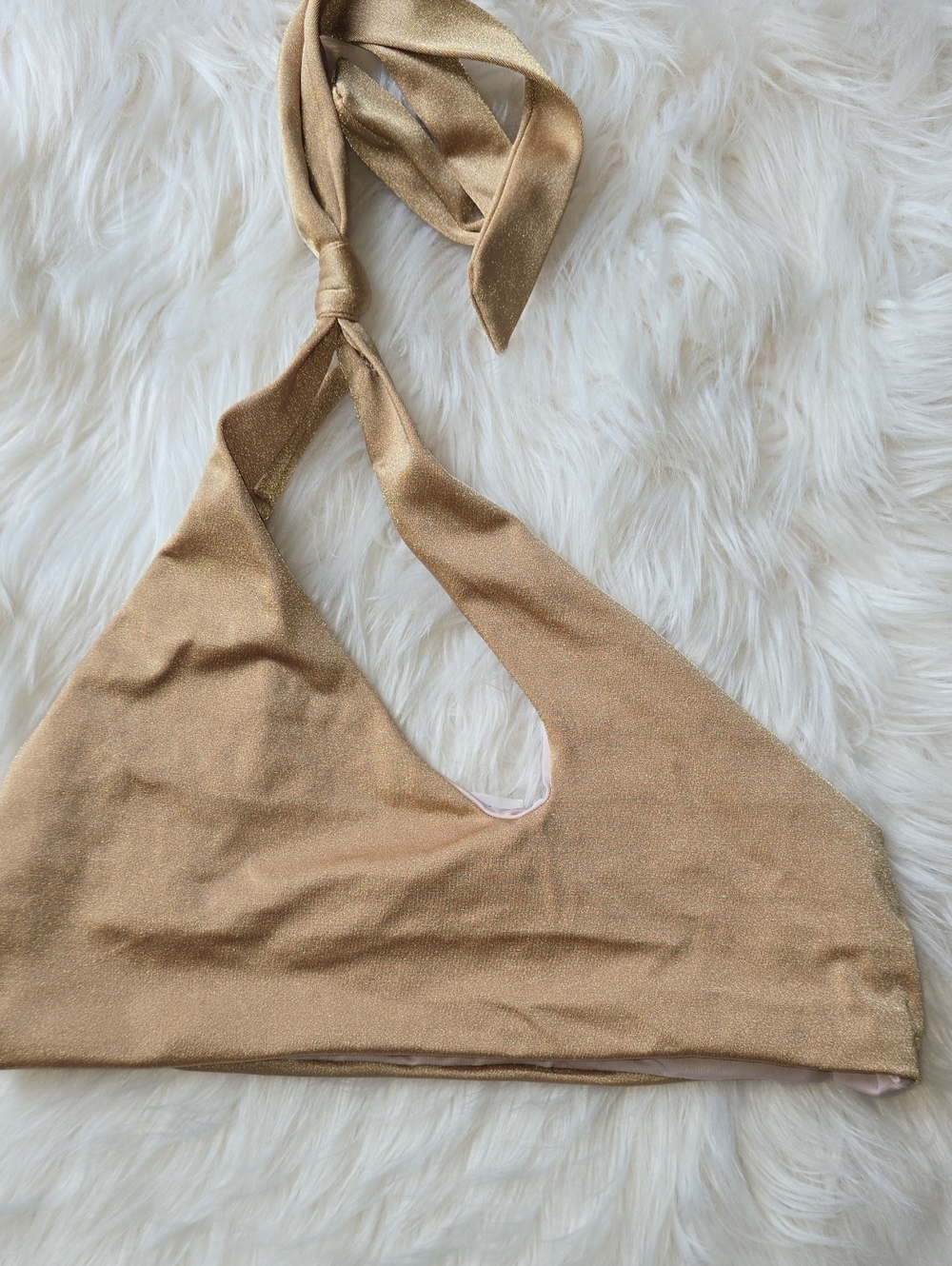 Baobab Taki Treasure Metallic Gold One Shoulder Bikini Top SIZE M